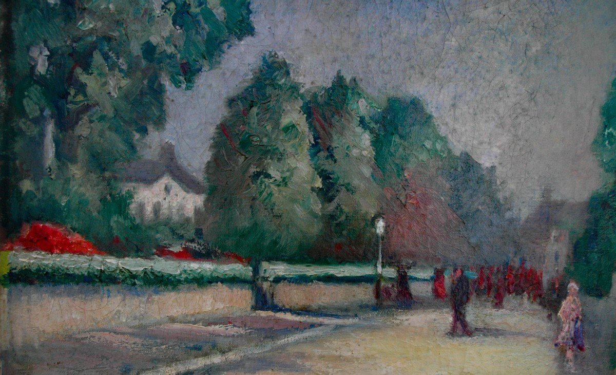 Tableau HST Début XX Post-impressionnisme Scène de rue-photo-2