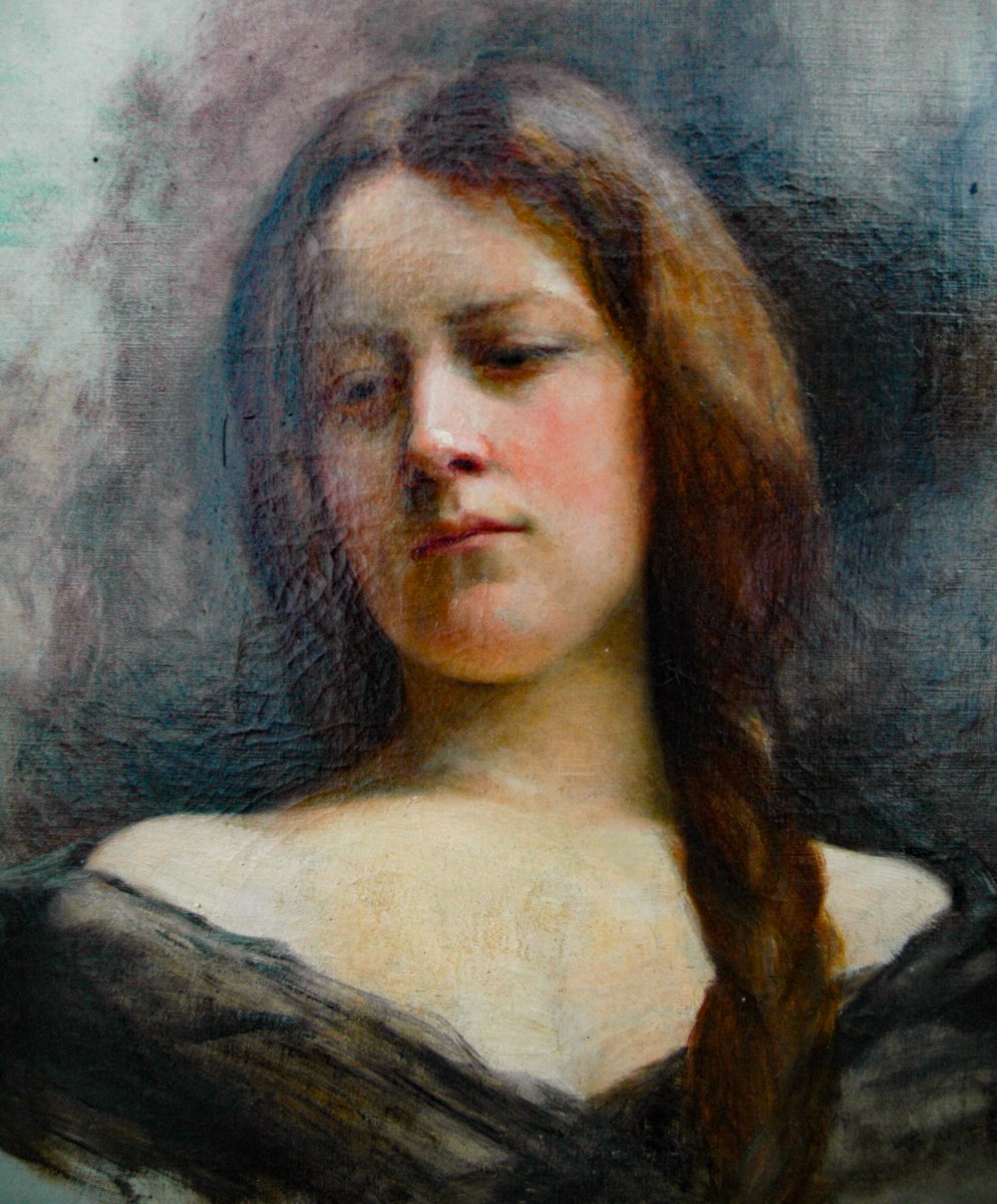 Tableau XIX HST Portrait d'une jeune femme non signé-photo-3