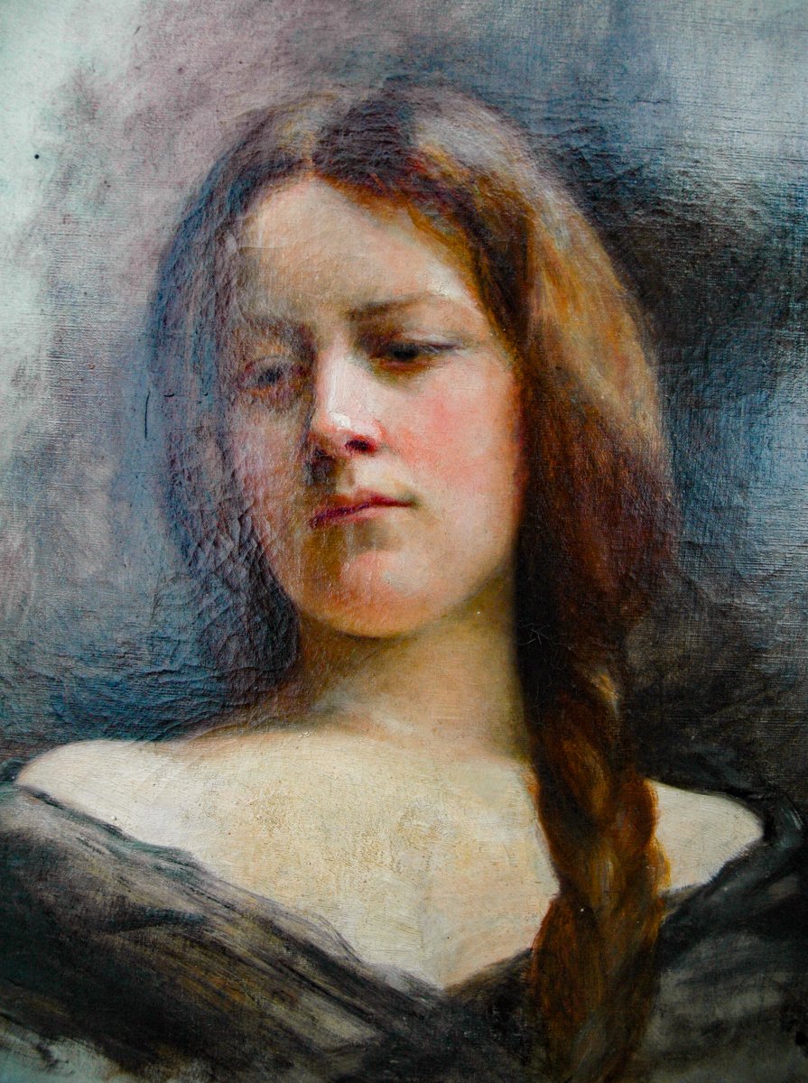 Tableau XIX HST Portrait d'une jeune femme non signé-photo-1