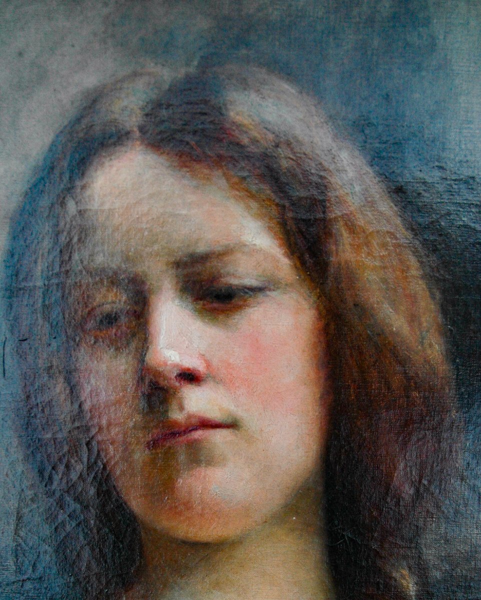 Tableau XIX HST Portrait d'une jeune femme non signé-photo-2