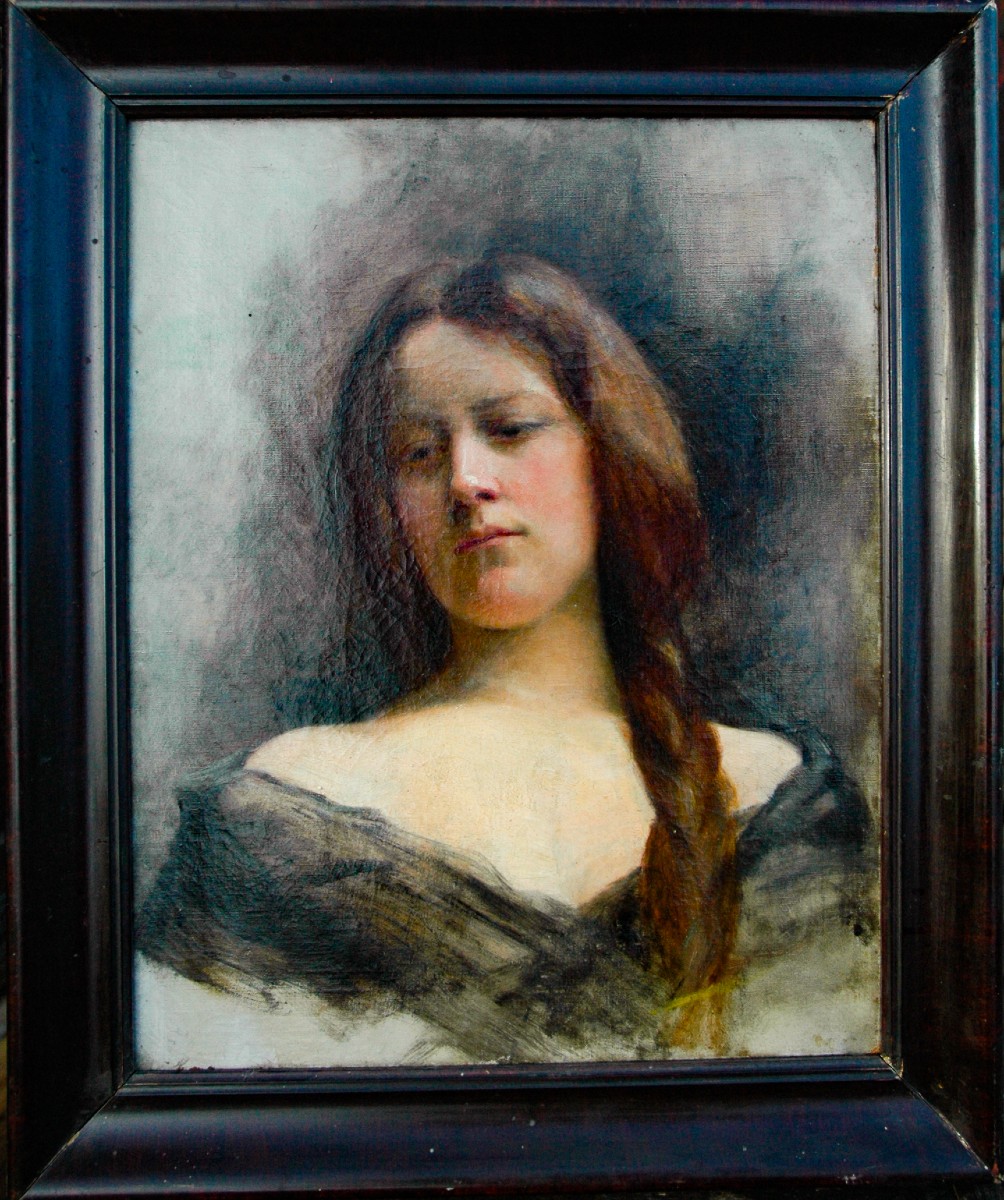 Tableau XIX HST Portrait d'une jeune femme non signé