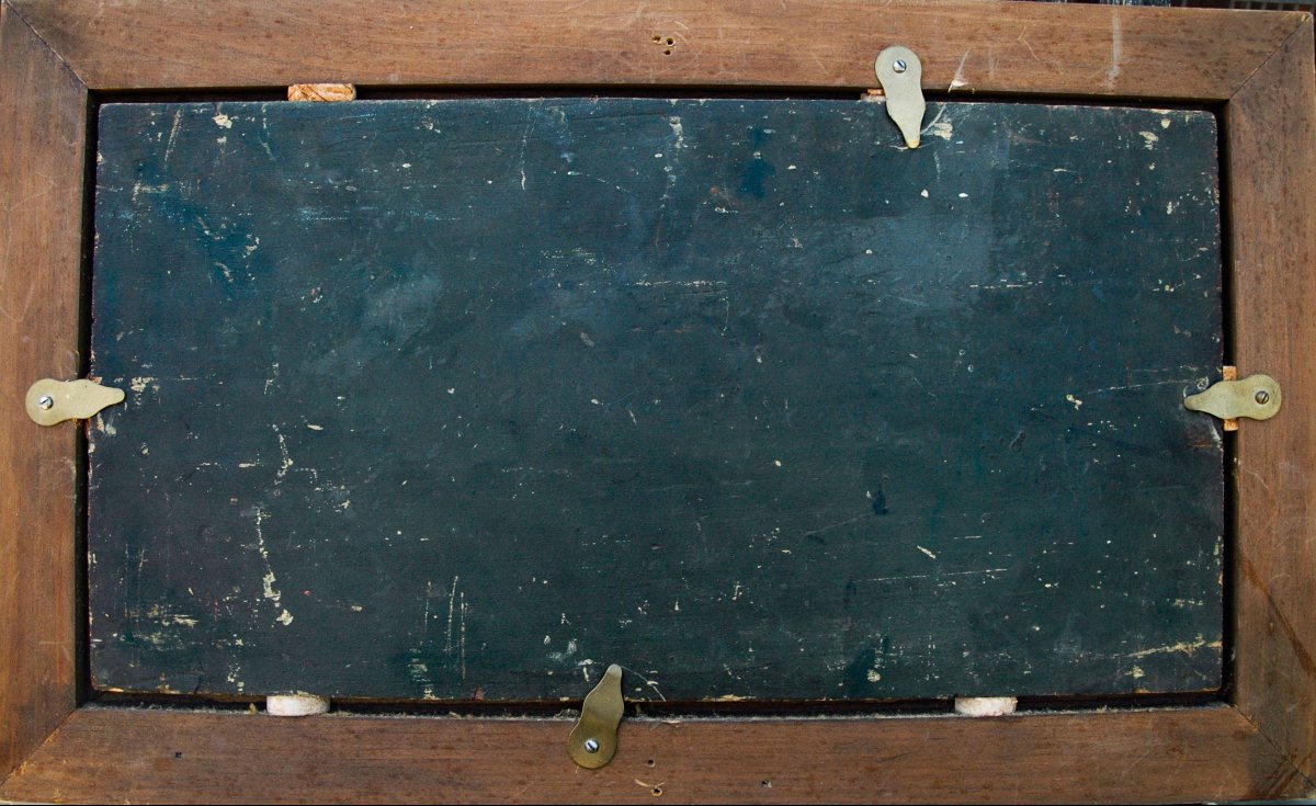 Tableau XIX HSP paysage L'étang au canards signé KARL DAUBIGNY-photo-2