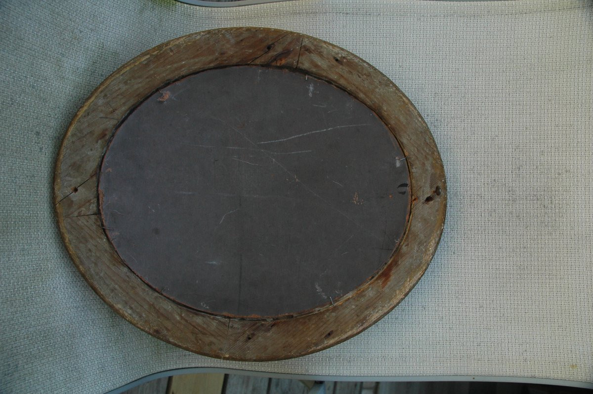 Tableau XIX huile sur carton fort Scène de genre Femme dans un parc signé Emilie LELEUX-photo-1