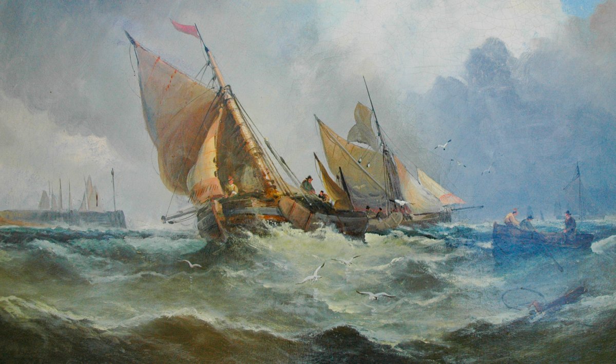 Tableau XIX HST Marine retour de pêche signé C.Taylor-photo-2
