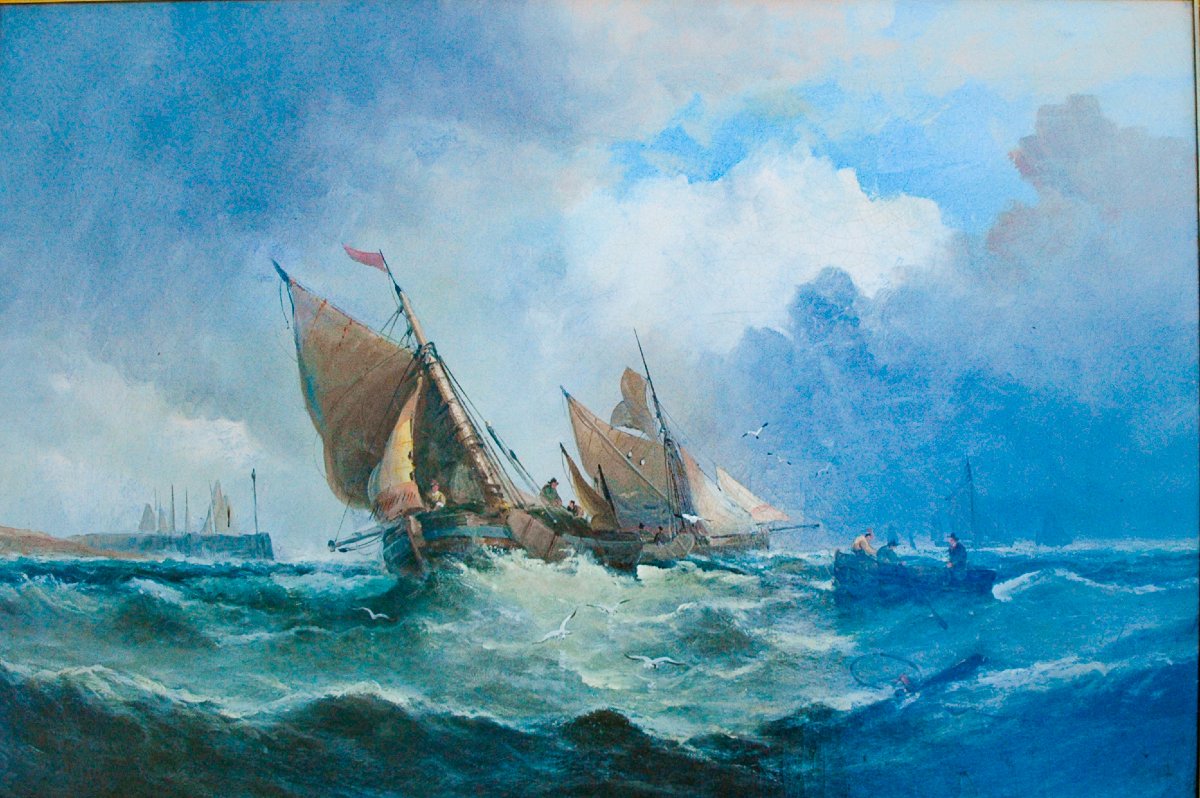 Tableau XIX HST Marine retour de pêche signé C.Taylor-photo-4