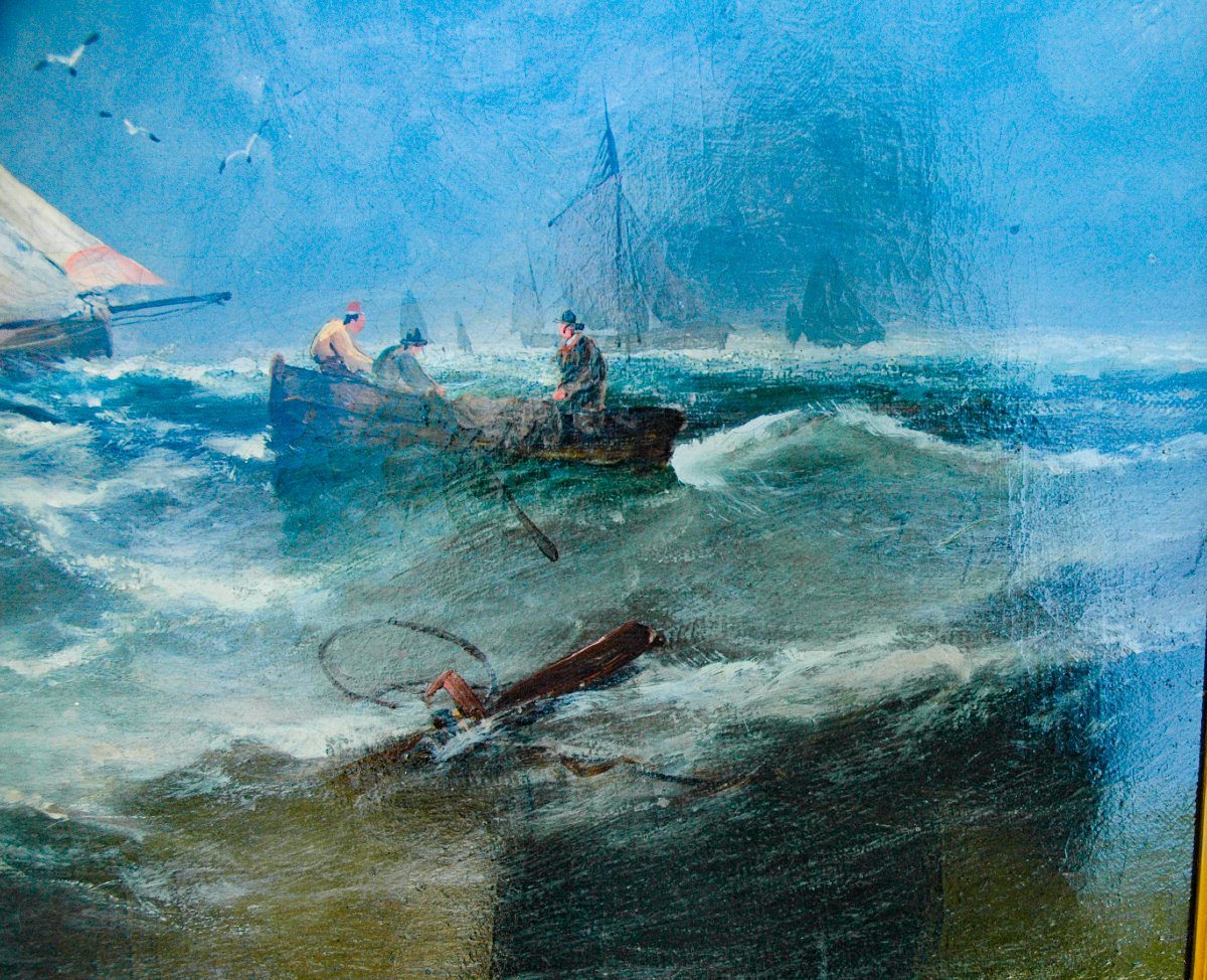 Tableau XIX HST Marine retour de pêche signé C.Taylor-photo-4