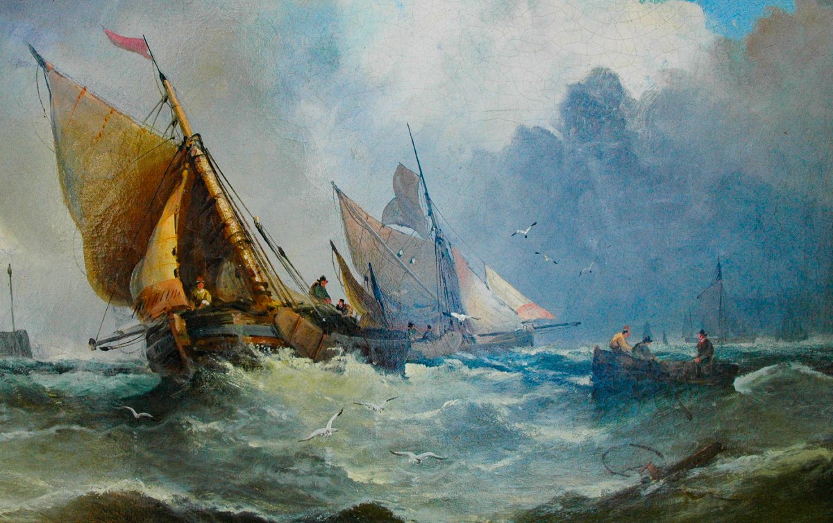 Tableau XIX HST Marine retour de pêche signé C.Taylor-photo-6