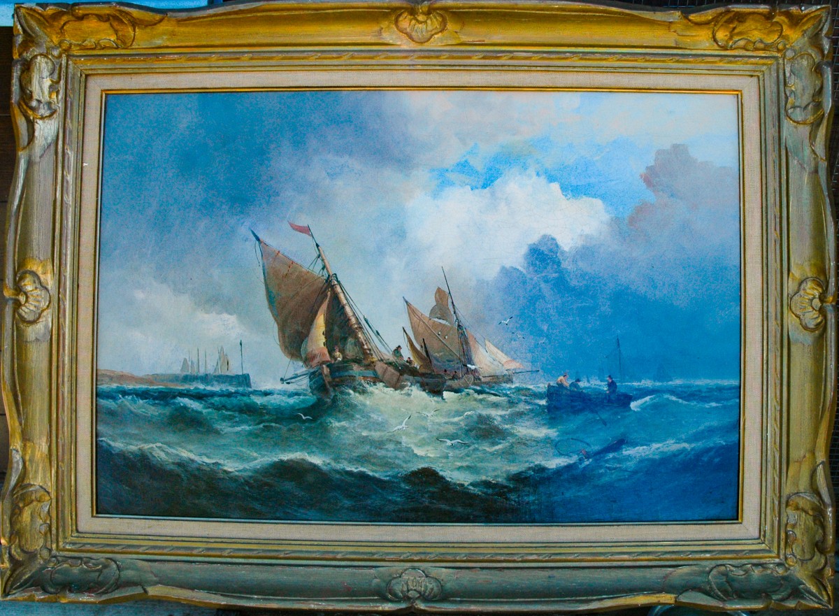Tableau XIX HST Marine retour de pêche signé C.Taylor