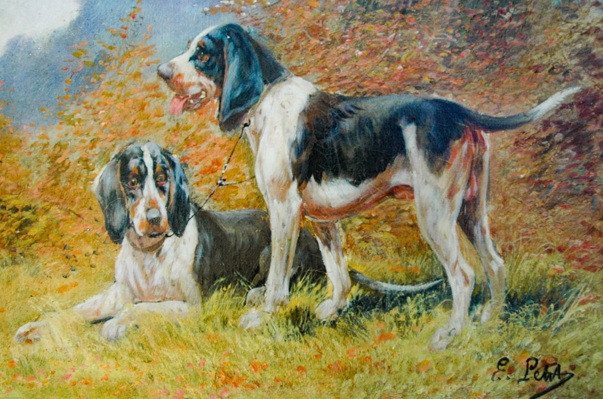 Painting XIX Hst Hunting Scenes Signed Eugène Petit-photo-3