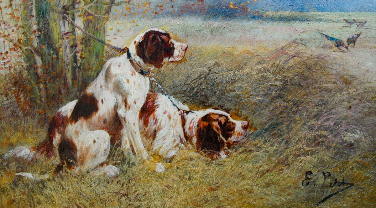 Painting XIX Hst Hunting Scene Signed Eugène Petit-photo-3