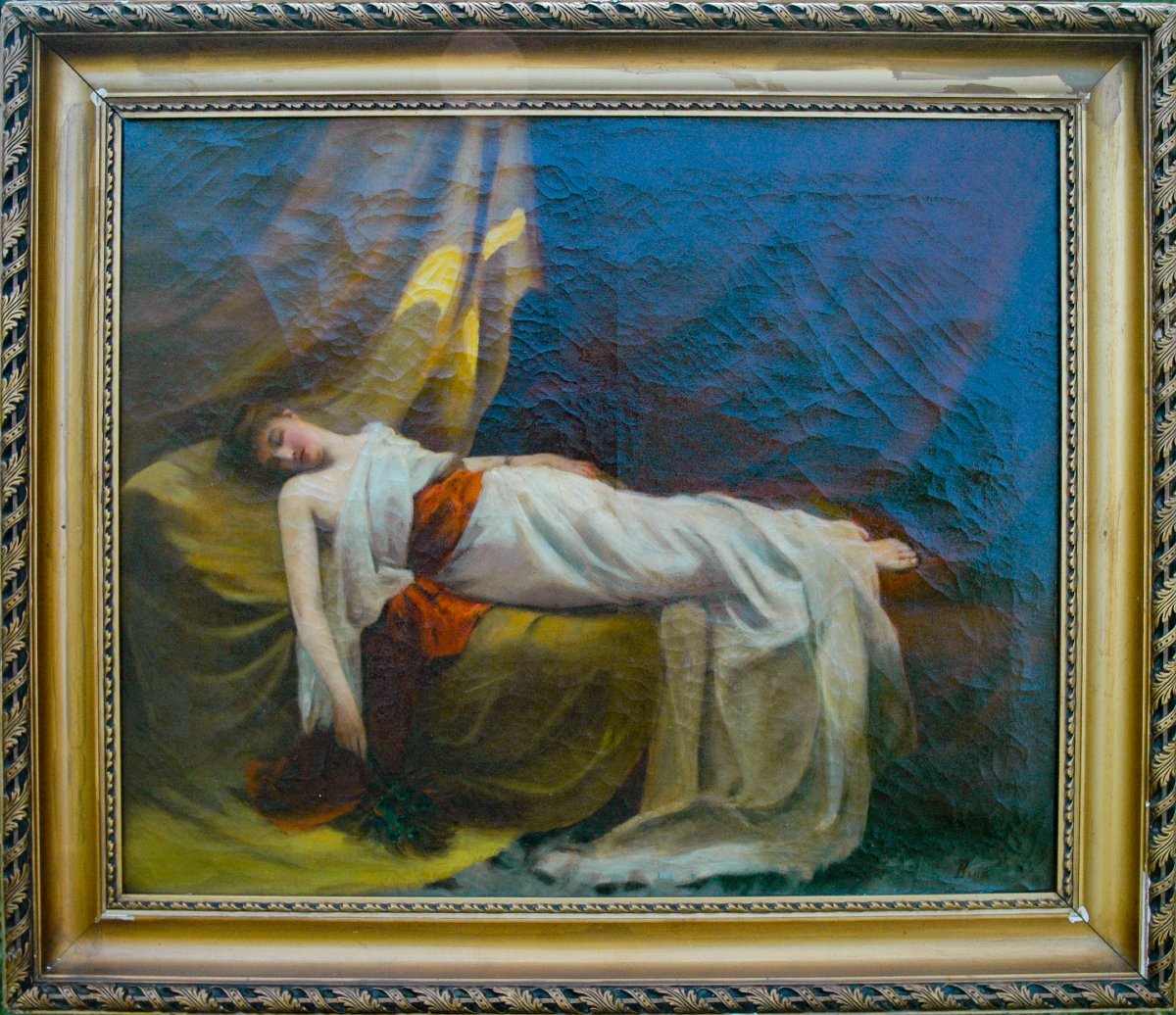 Tableau XIX HST Femme étendue signé Brun