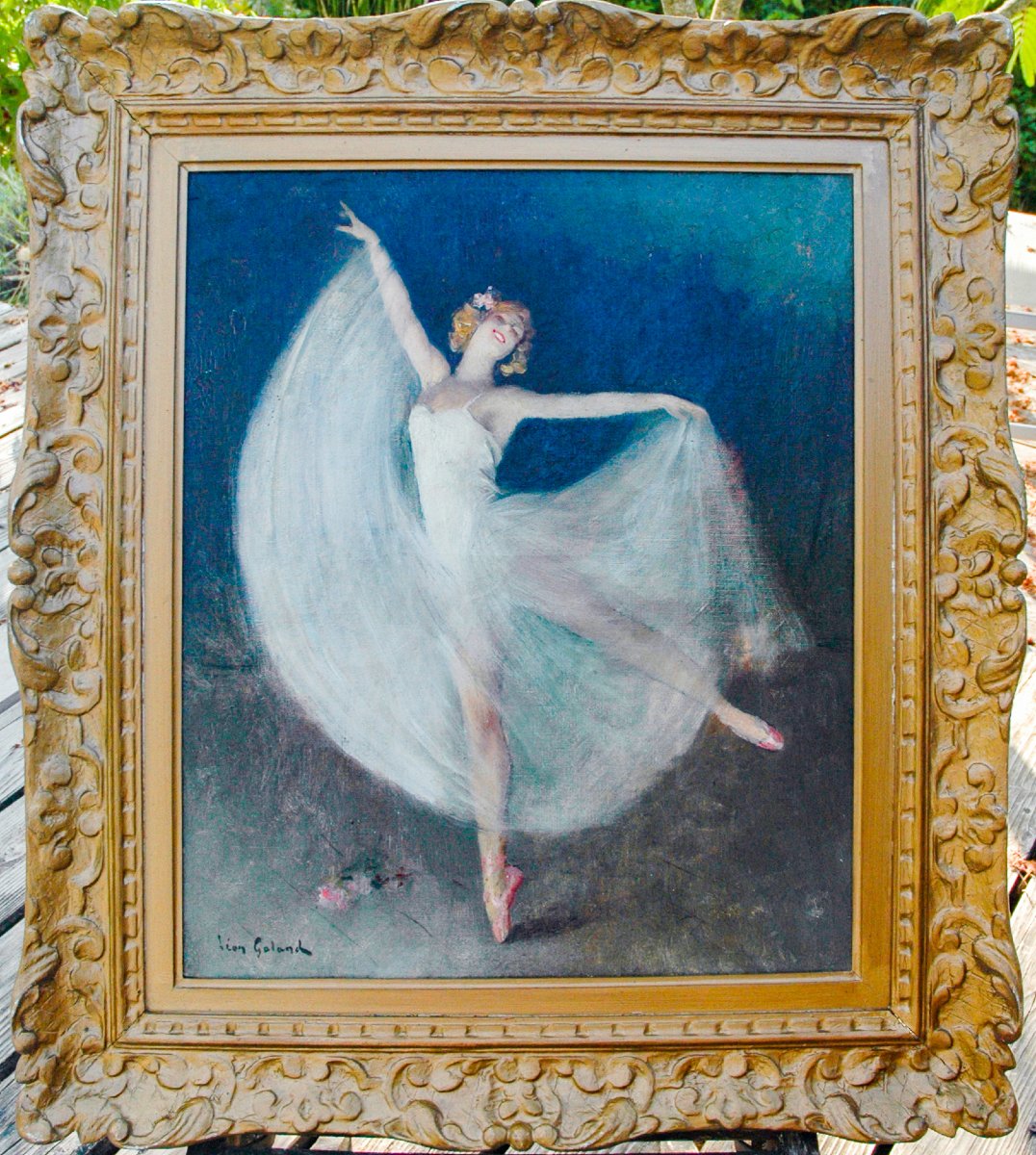 Tableau fin XIX 2 huiles sur toiles formants un pendants "Les ballerines" signées Léon GALAND-photo-2