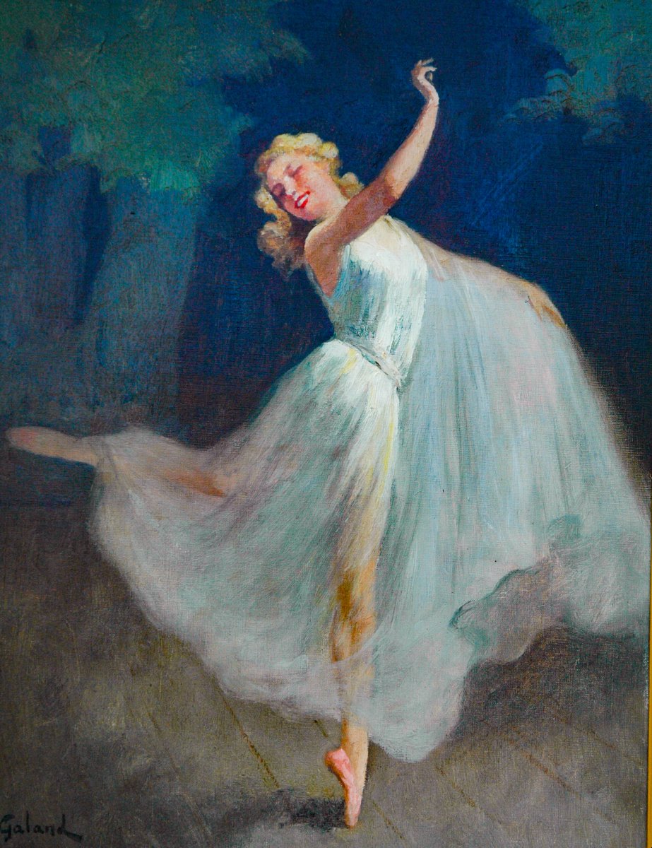 Tableau fin XIX 2 huiles sur toiles formants un pendants "Les ballerines" signées Léon GALAND-photo-3