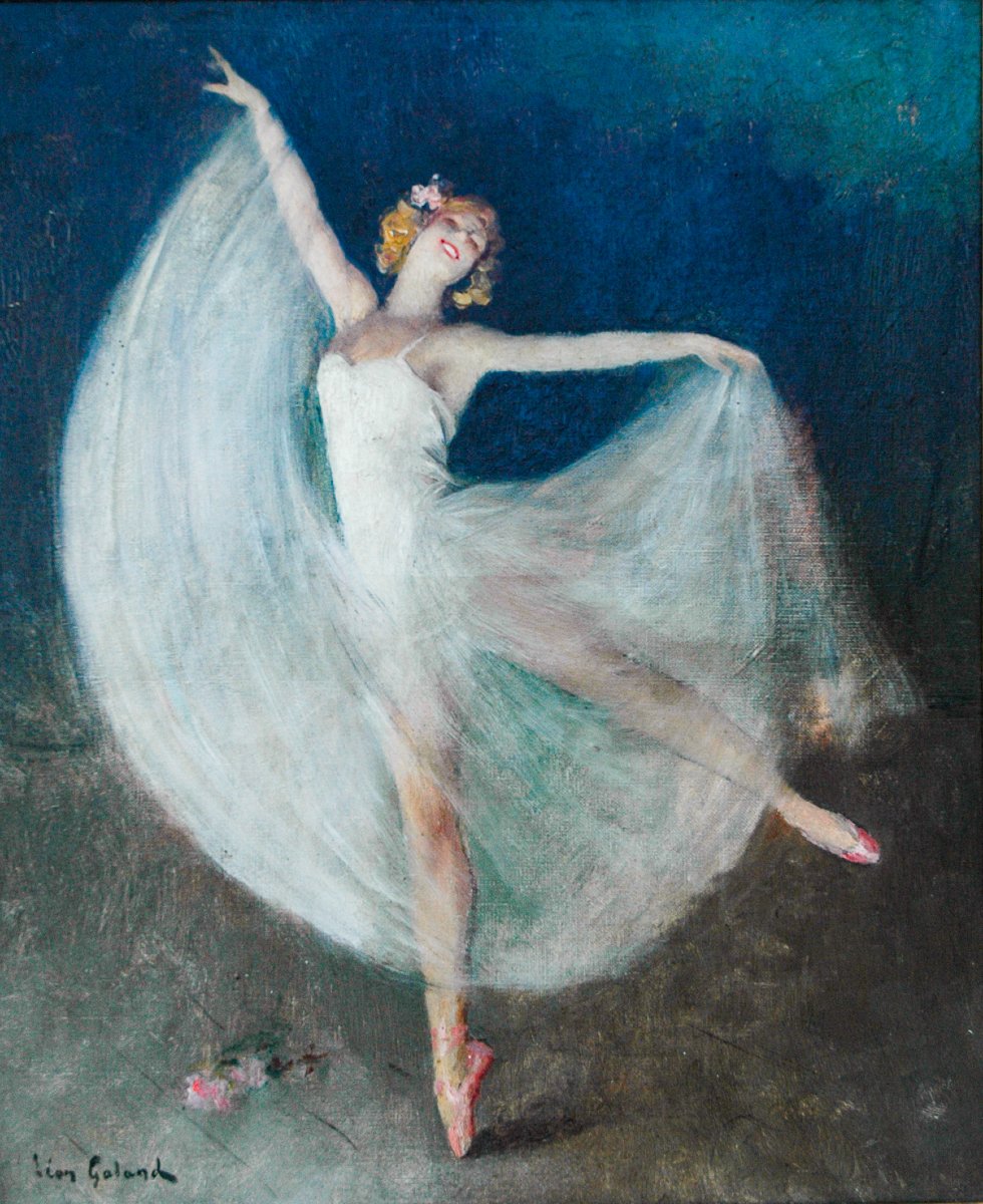 Tableau fin XIX 2 huiles sur toiles formants un pendants "Les ballerines" signées Léon GALAND-photo-1