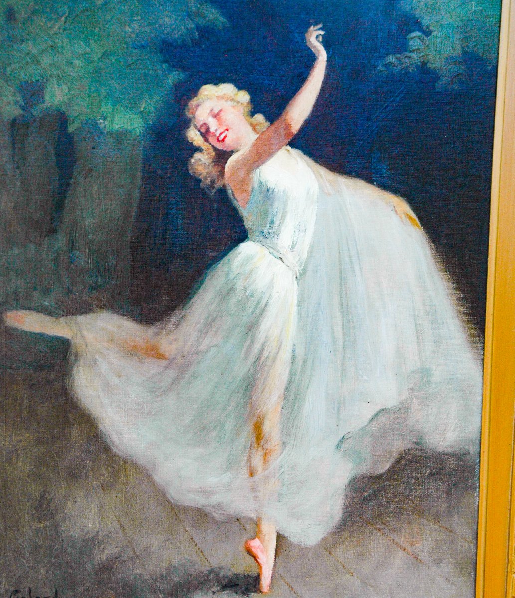 Tableau fin XIX 2 huiles sur toiles formants un pendants "Les ballerines" signées Léon GALAND-photo-7