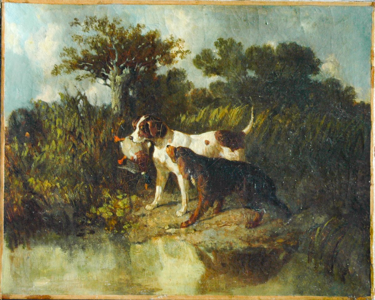 Hst XVIII Painting: Hunting Dogs -photo-3