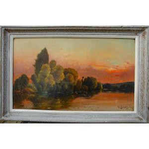 Tableau XIX Paysage Huile Sur Toile De Henri Jacques Delpy