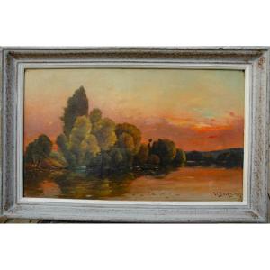 Tableau XIX Paysage Huile Sur Toile De Henri Jacques Delpy