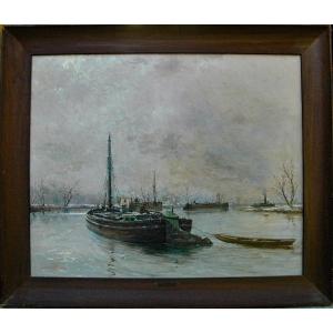 Leon Zeytline Hst 19th Century Barges