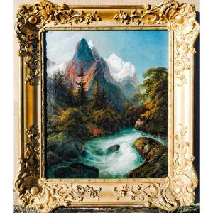 Table XIX Animated Mountain Signed (pair Of Paintings)
