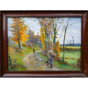 Table XIX Animated Landscape Signed Albert Baure 1867-1930