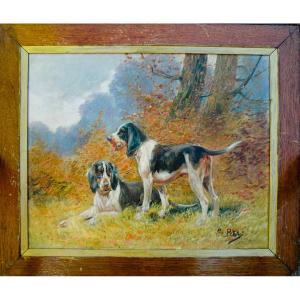 Tableau XIX HST Scènes de chasse signé Eugène PETIT