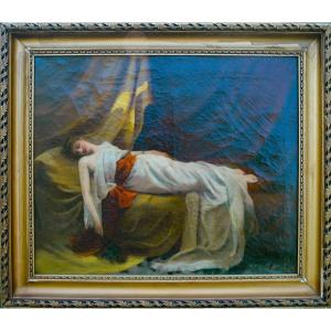 Tableau XIX HST Femme étendue signé Brun