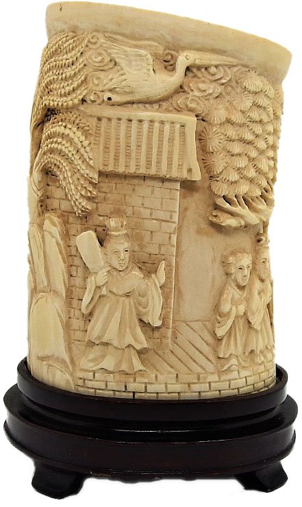 Chinese Ivory Container For Brushes