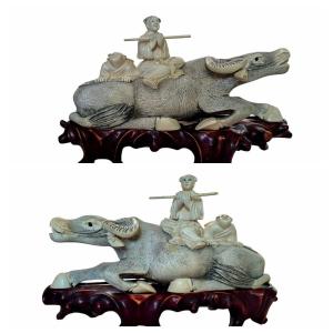 Pair Of Chinese Figures In Ivory