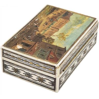 Ivory Box With Painted Landscapes