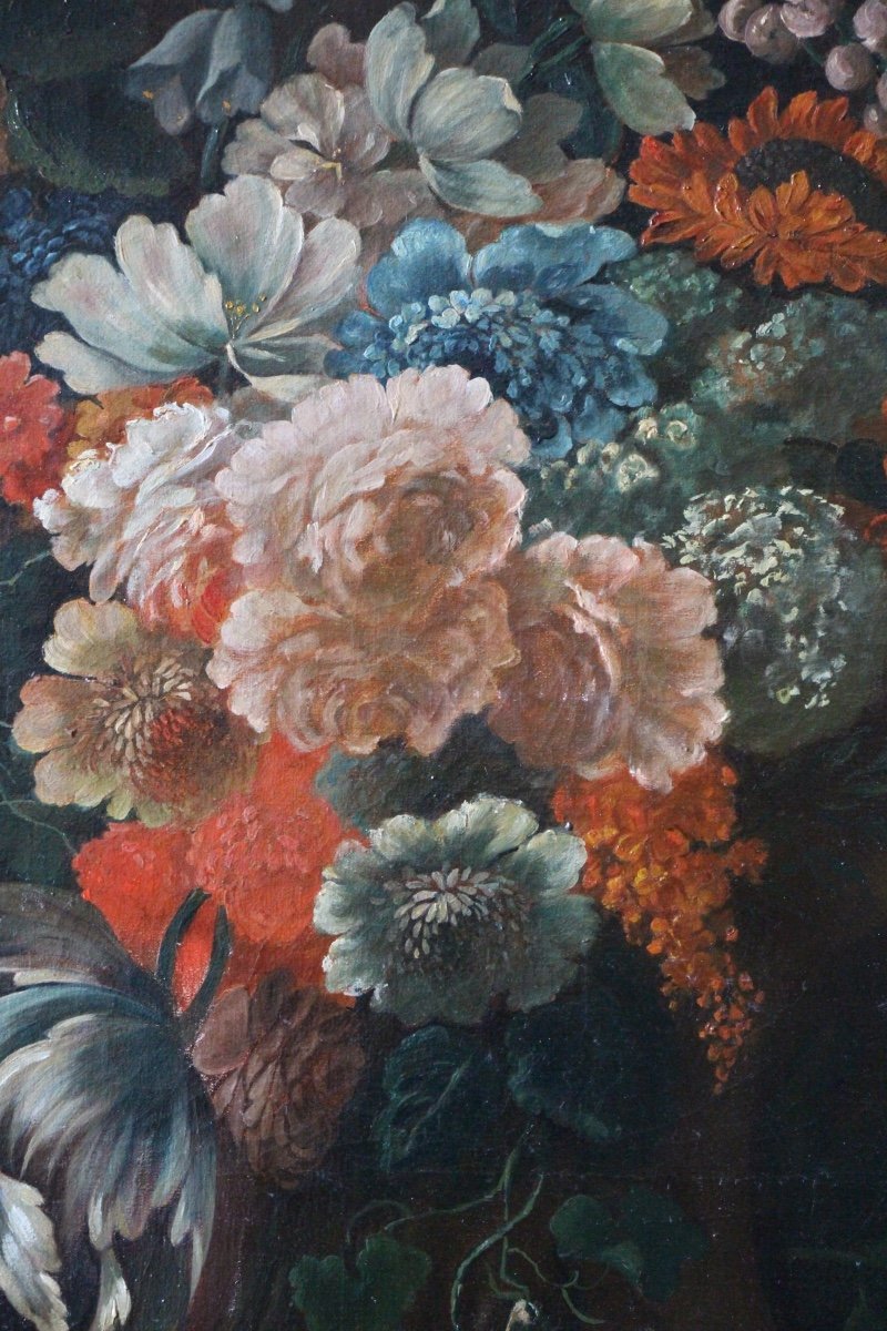 Oil On Canvas With Vase Of Flowers-photo-2