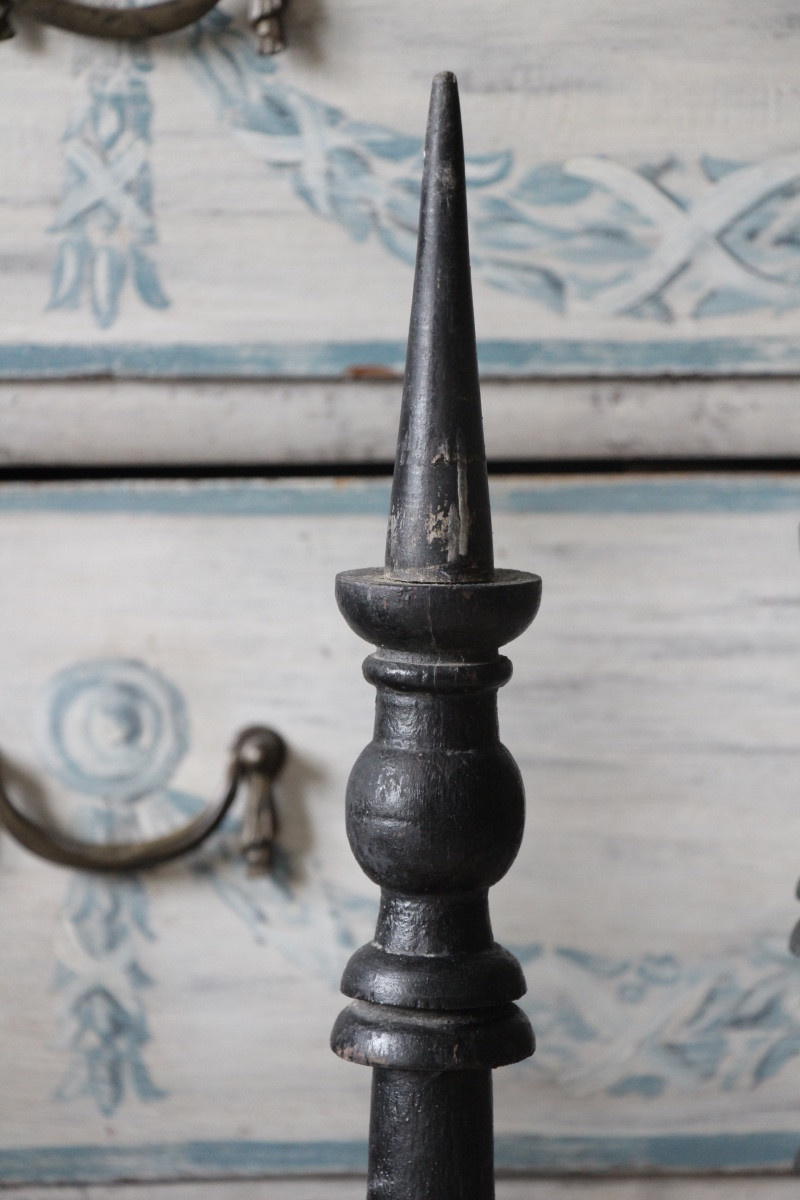 Set Of 18th Century Black Candlesticks-photo-2