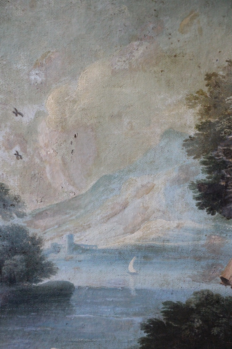 Pair Of 18th-century Italian Landscapes, Oil On Canvas-photo-5