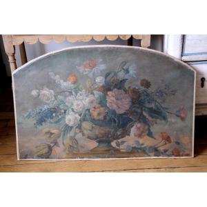 Oil On Canvas Vase Of Flowers 19th Century