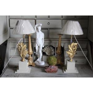 Paire de lampes feuillage XIXe