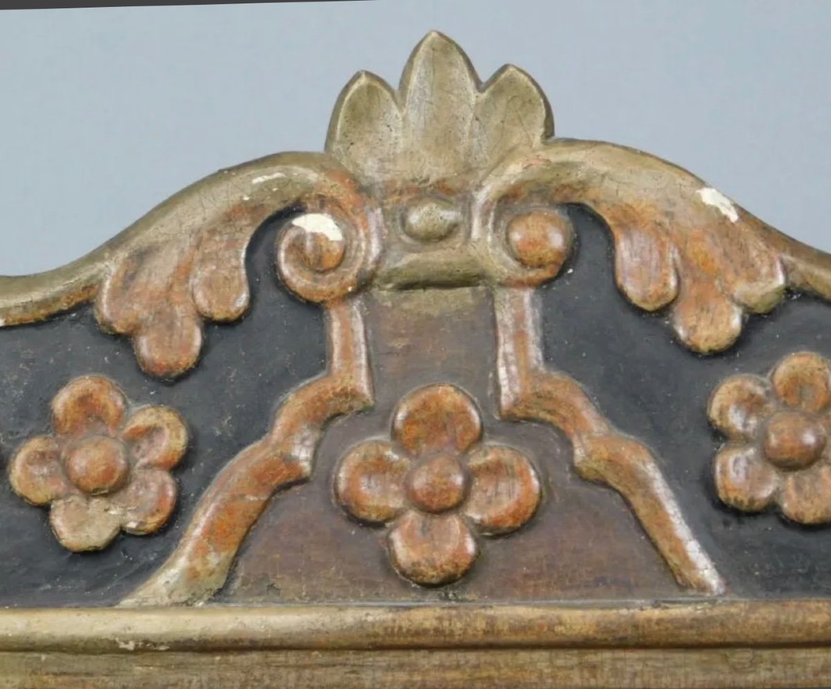 (religiosa) Début XIXeme : Fronton En Bois Peint -photo-4