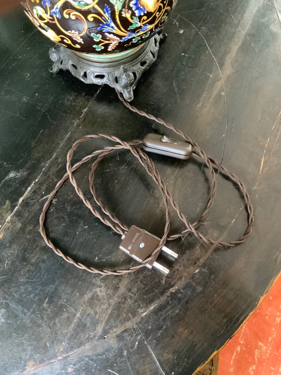 Gien XIXth: A Lamp Mounted With Electricity -photo-3