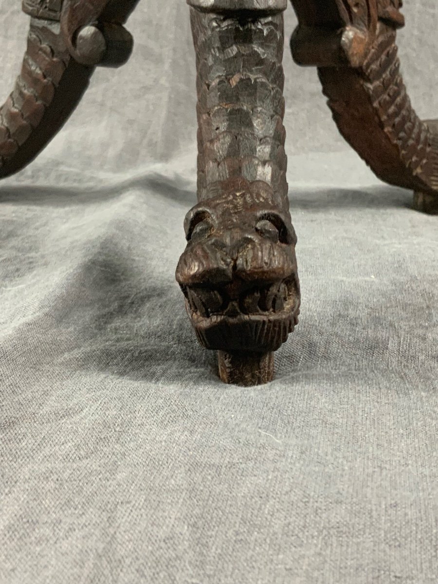 Indian Carved Wooden Stool -photo-6