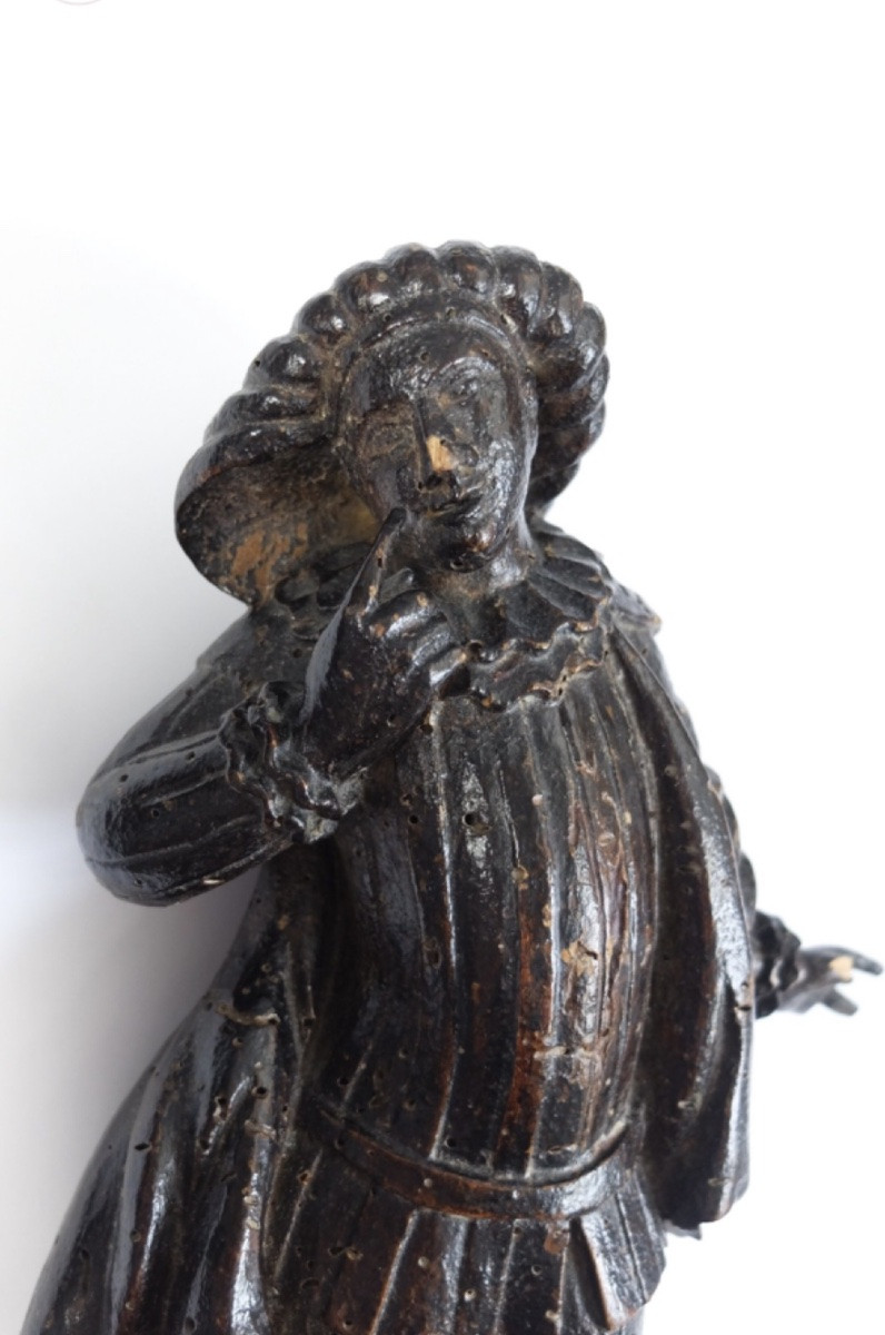 XVIIeme Siecle : Personnage De La Commedia Dell’arte En Bois Sculpté.-photo-2