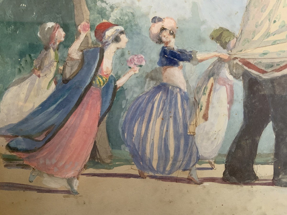 Early 20th Century: “the Satisfied Elephant” A Gouache By Jacques Dresa (1869-1929)-photo-1