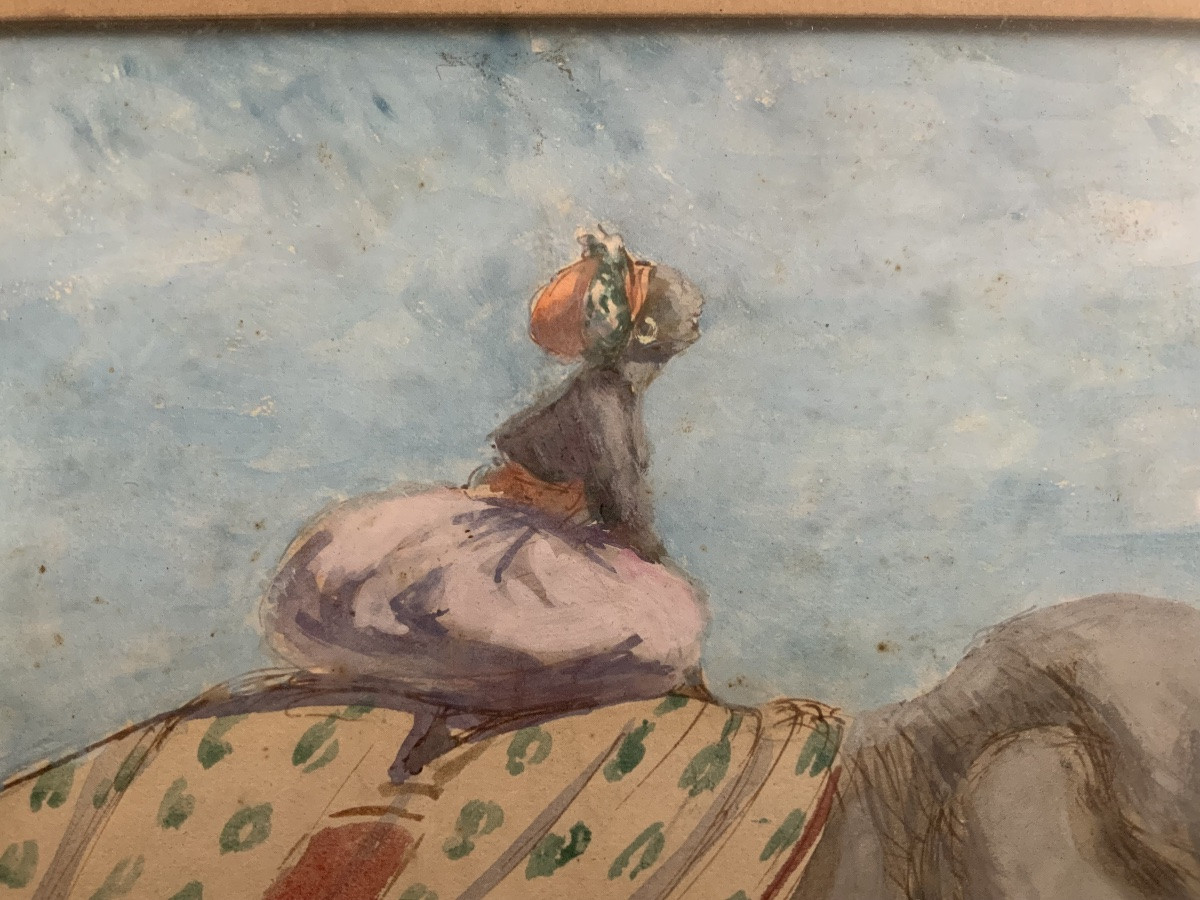 Early 20th Century: “the Satisfied Elephant” A Gouache By Jacques Dresa (1869-1929)-photo-3