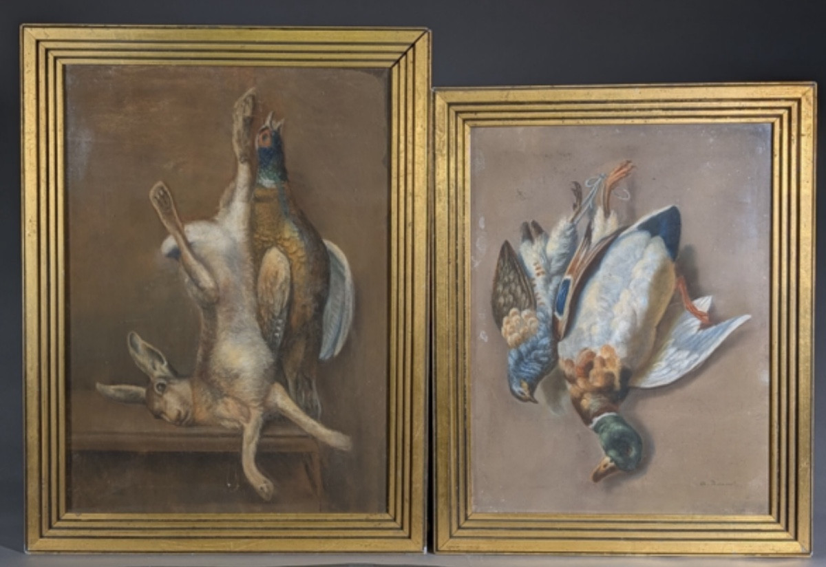 Vers 1900 : Paire De Natures Mortes Au Gibier.