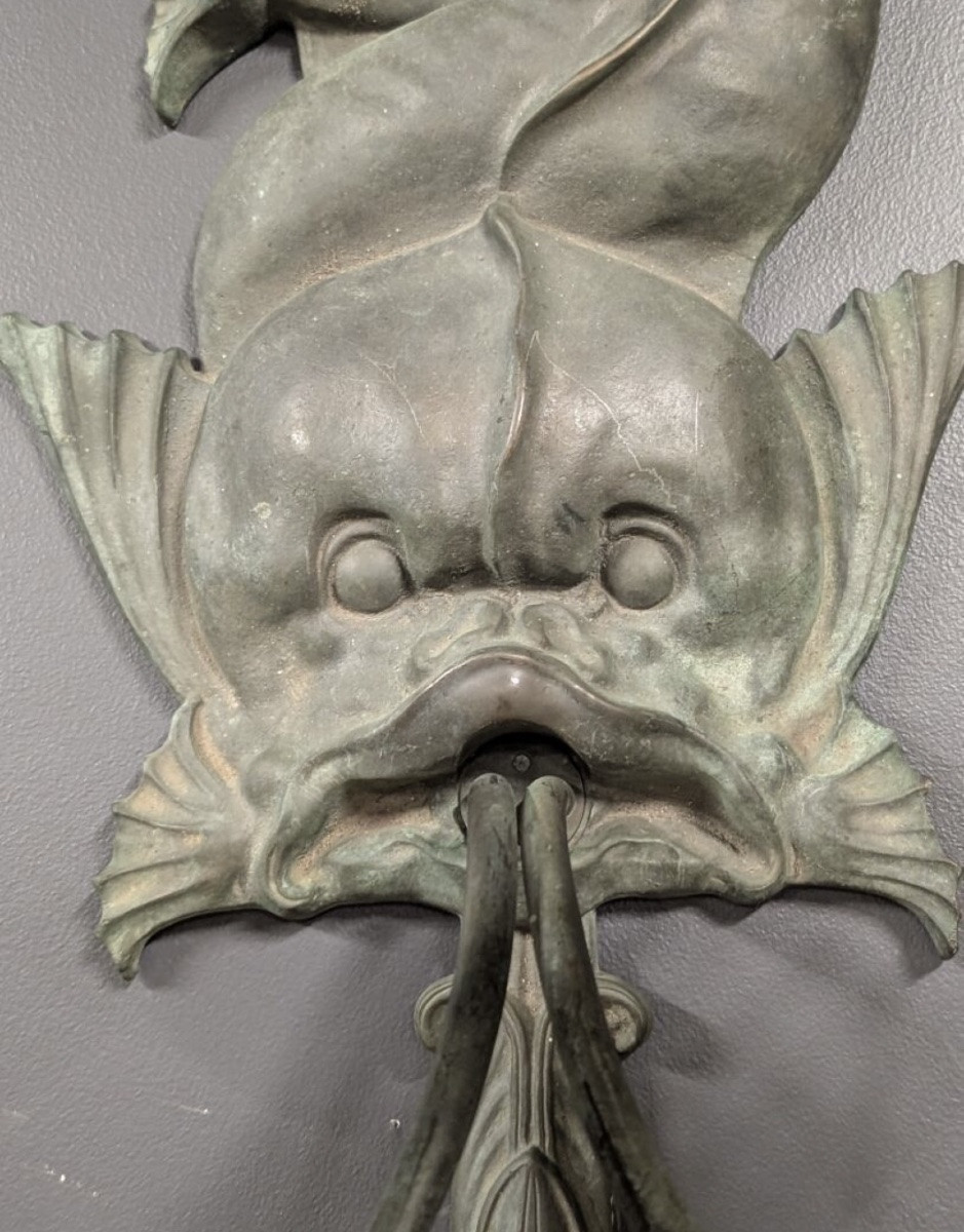 Très Grande Paire D’appliques Aux Dauphins.-photo-6