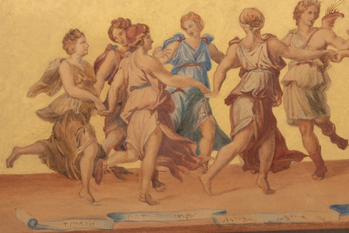 Early 19th Century: “apollo And The Muses” After Jules Romain-photo-4