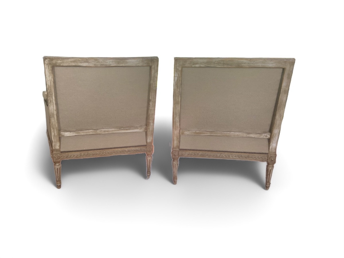 20th Century: Pair Of Large Louis XVI Style Bergères.-photo-5
