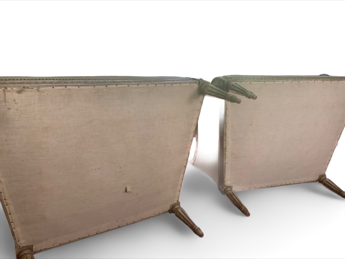 20th Century: Pair Of Large Louis XVI Style Bergères.-photo-6