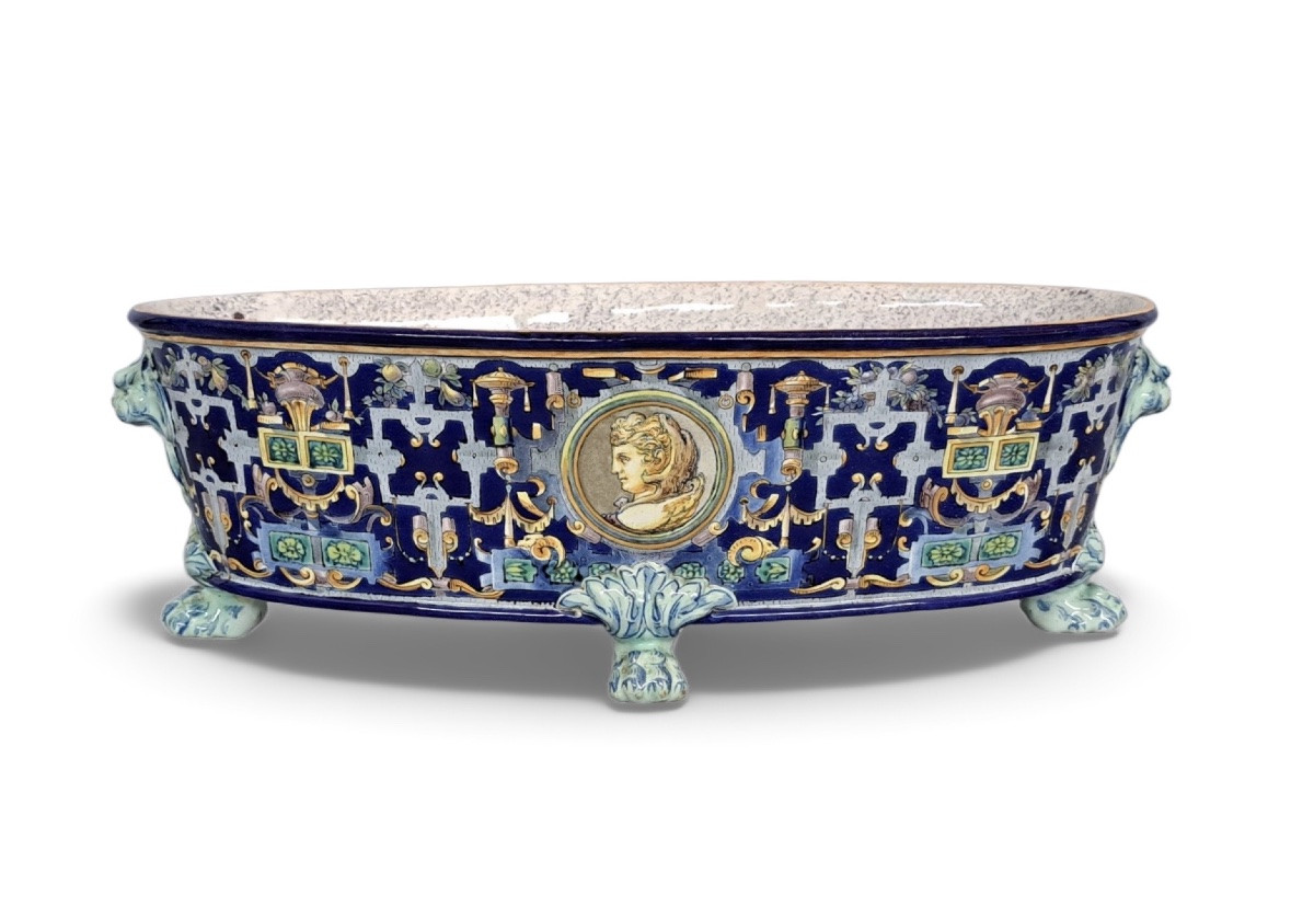 XIXeme : grande jardinière en faïence -photo-2