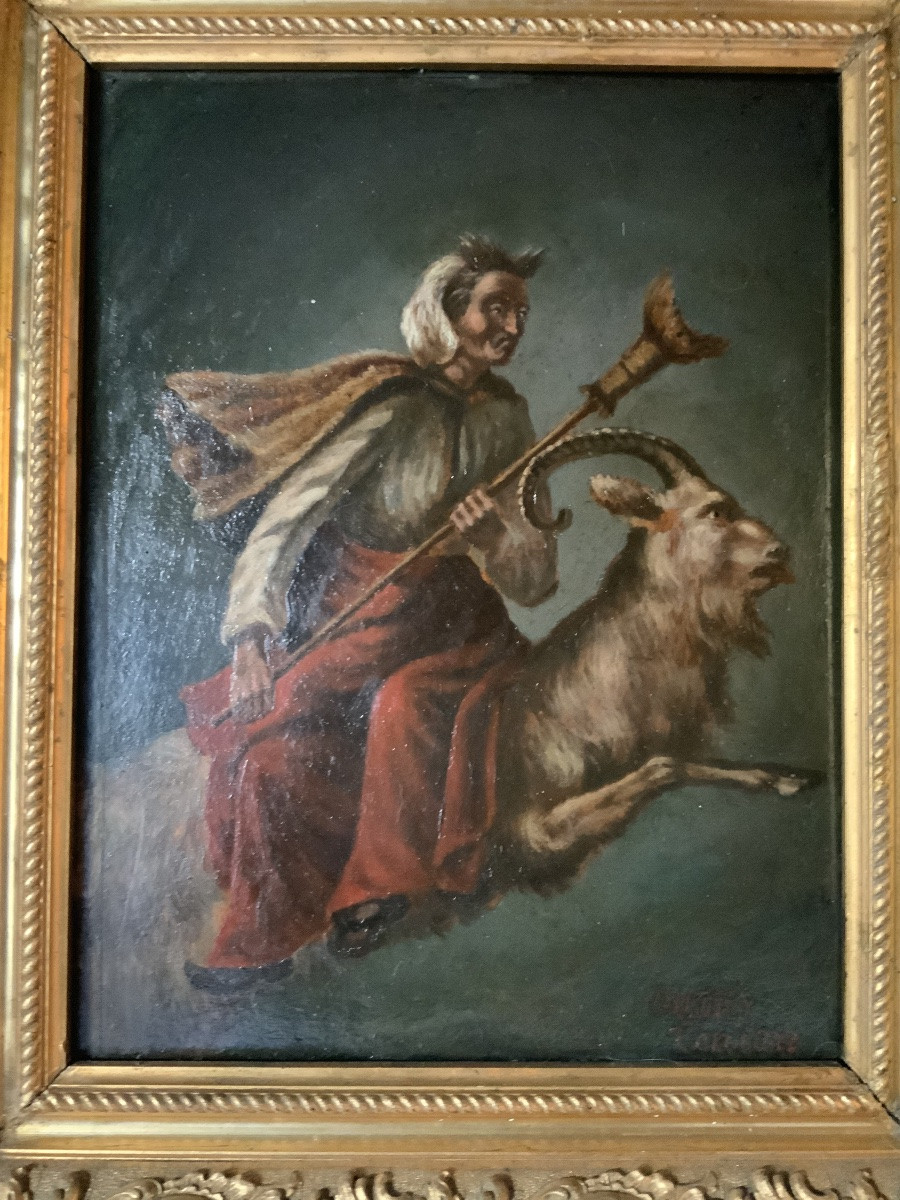 École du XIXeme siècle : Sorcière après le Sabbat -photo-1