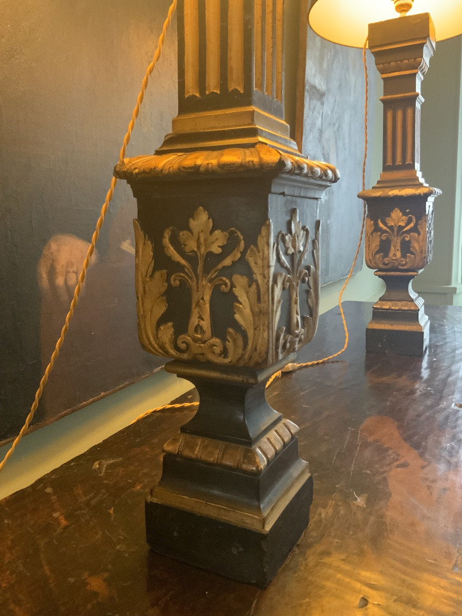 19th Century: Pair Of Balusters Mounted As Lamps-photo-1
