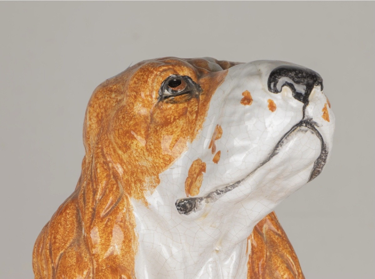 XXème siècle : grand chien en céramique italienne -photo-4